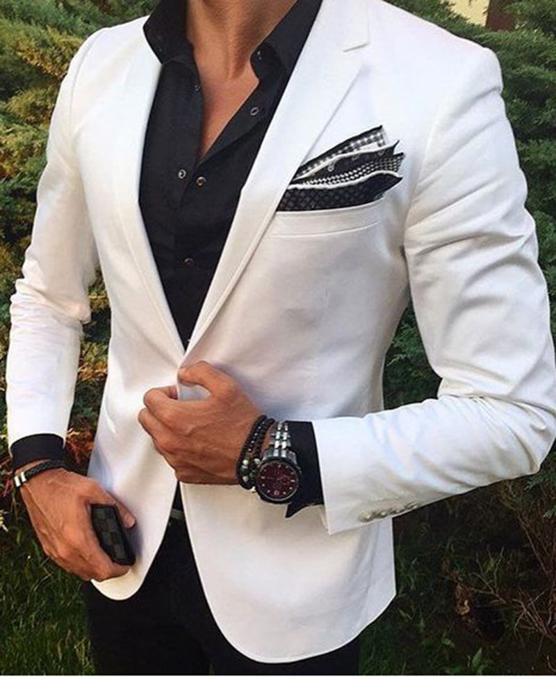 Handsome Men Fashion Slim Fit White ...